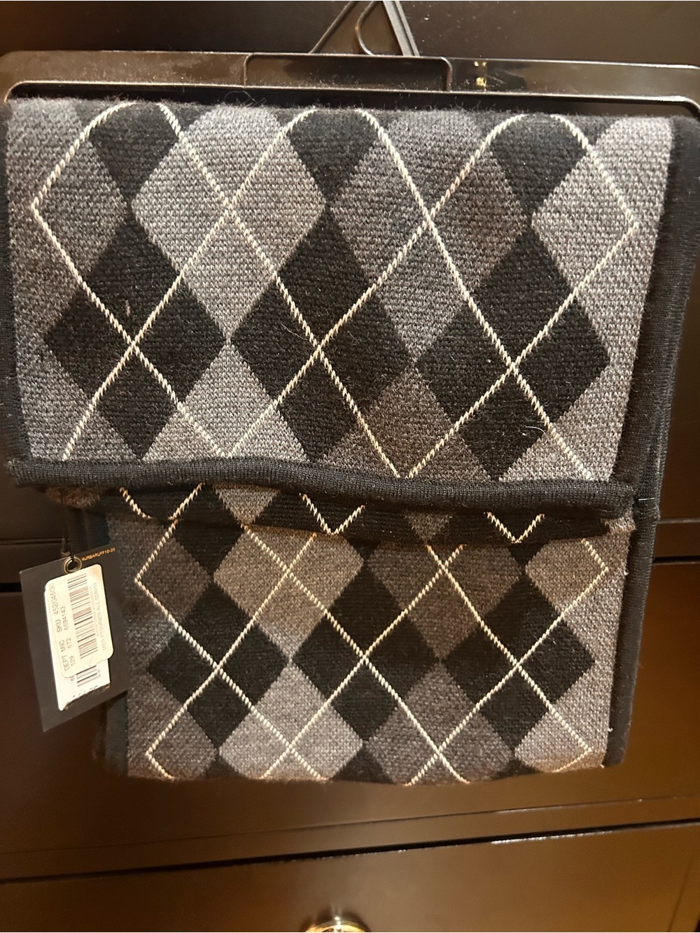 Murano Black and Gray Argyle Knit Scarf